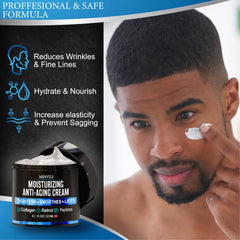 Menvils, ingredientes clave de la crema facial para hombre, destacando retinol y colágeno.