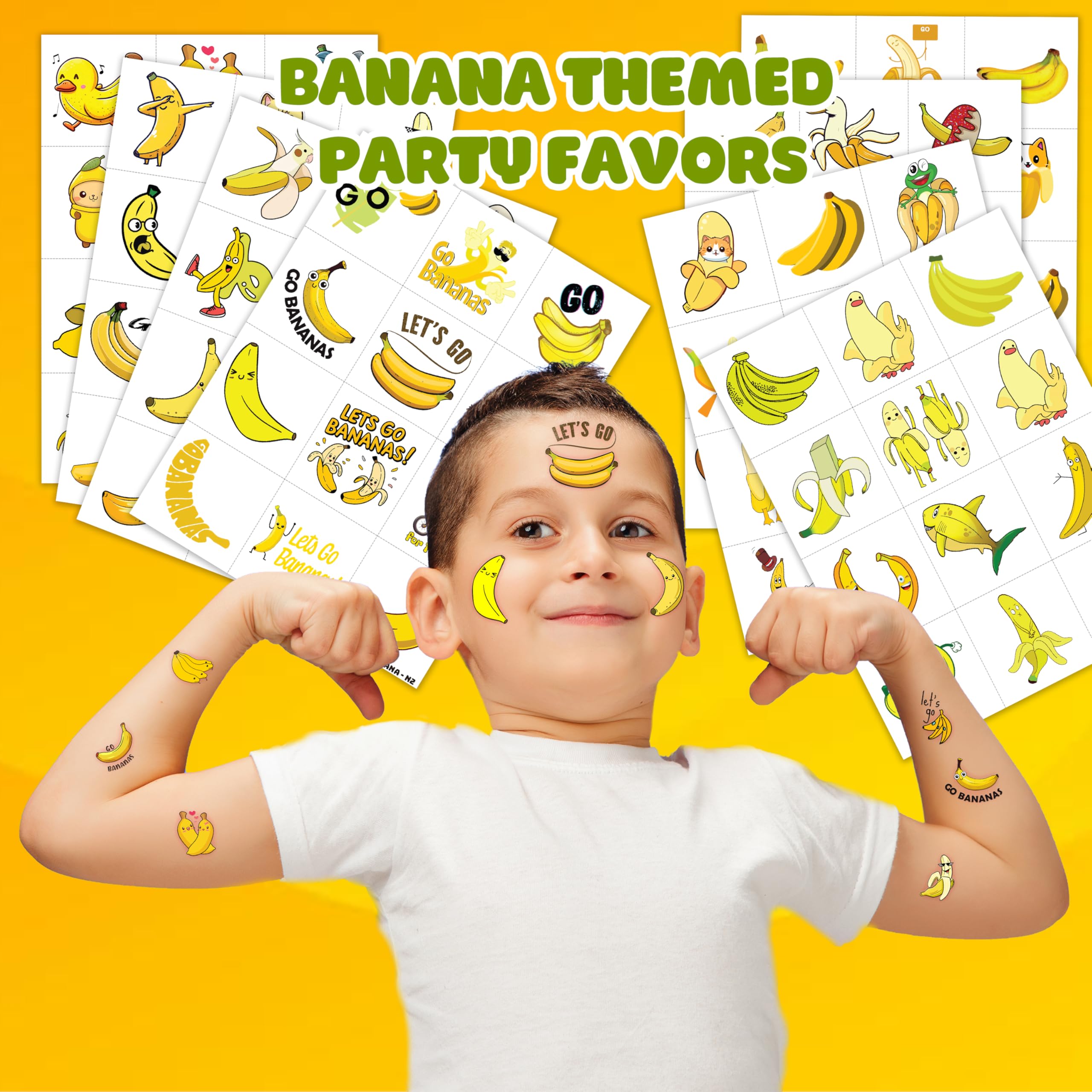 MeoIsDaBest banana tattoos sheet 3: tropical designs ideal for photos and crafts.