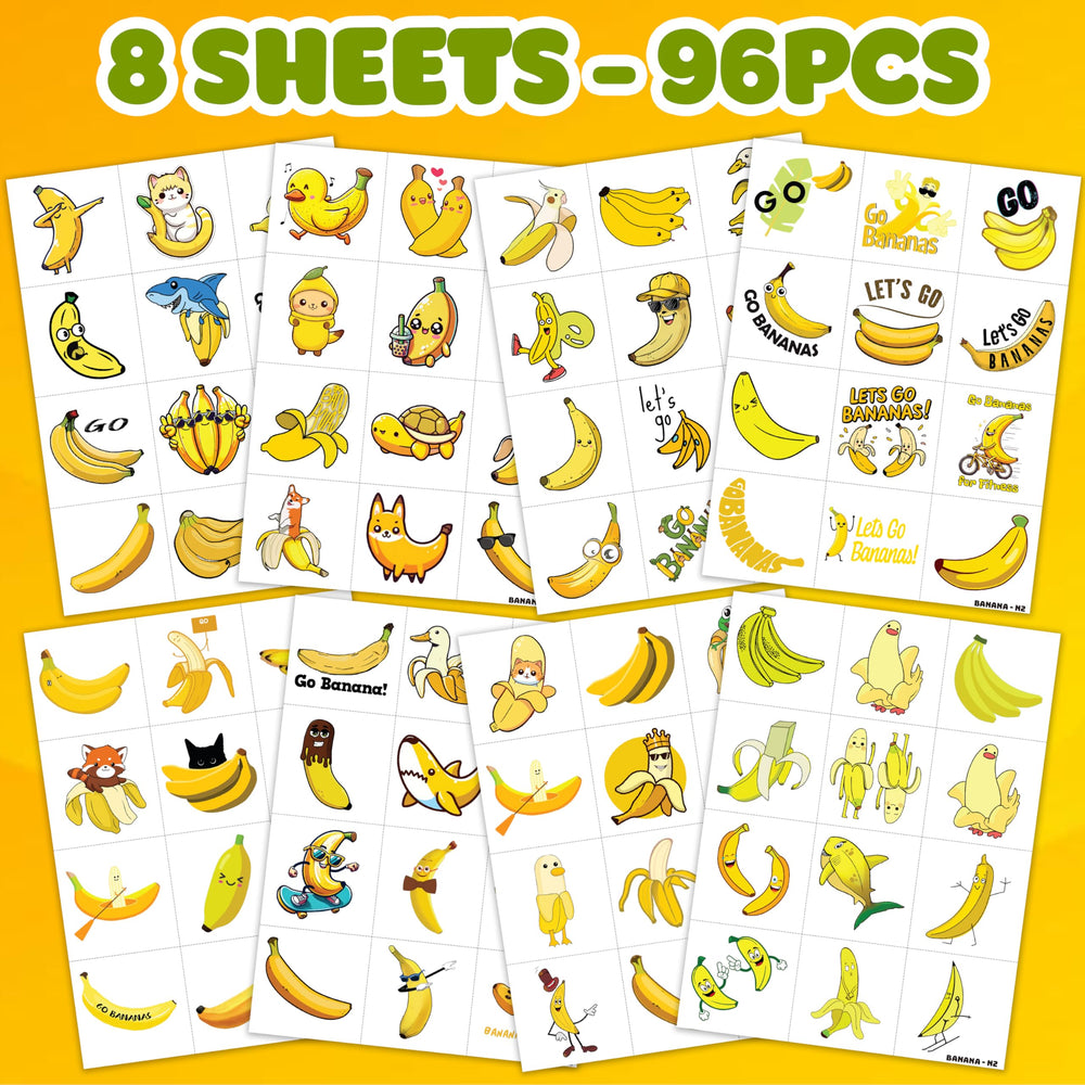 MeoIsDaBest banana tattoos sheet 4: assorted styles for sharing and gifting.