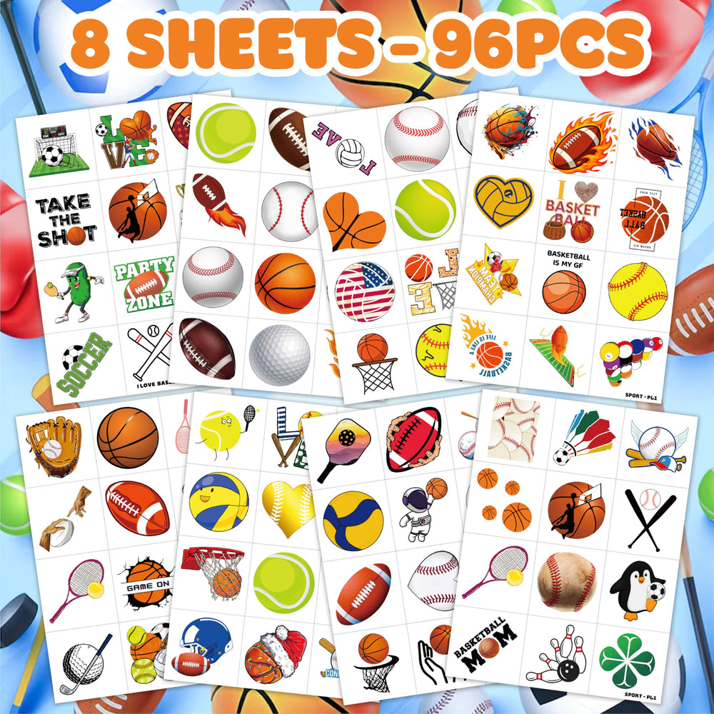 MeoIsDaBest basketball football baseball soccer tattoos—sheet with bold themes