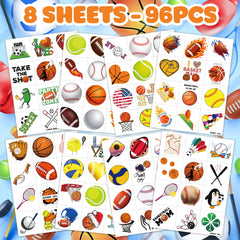 MeoIsDaBest basketball football baseball soccer tattoos—sheet with bold themes