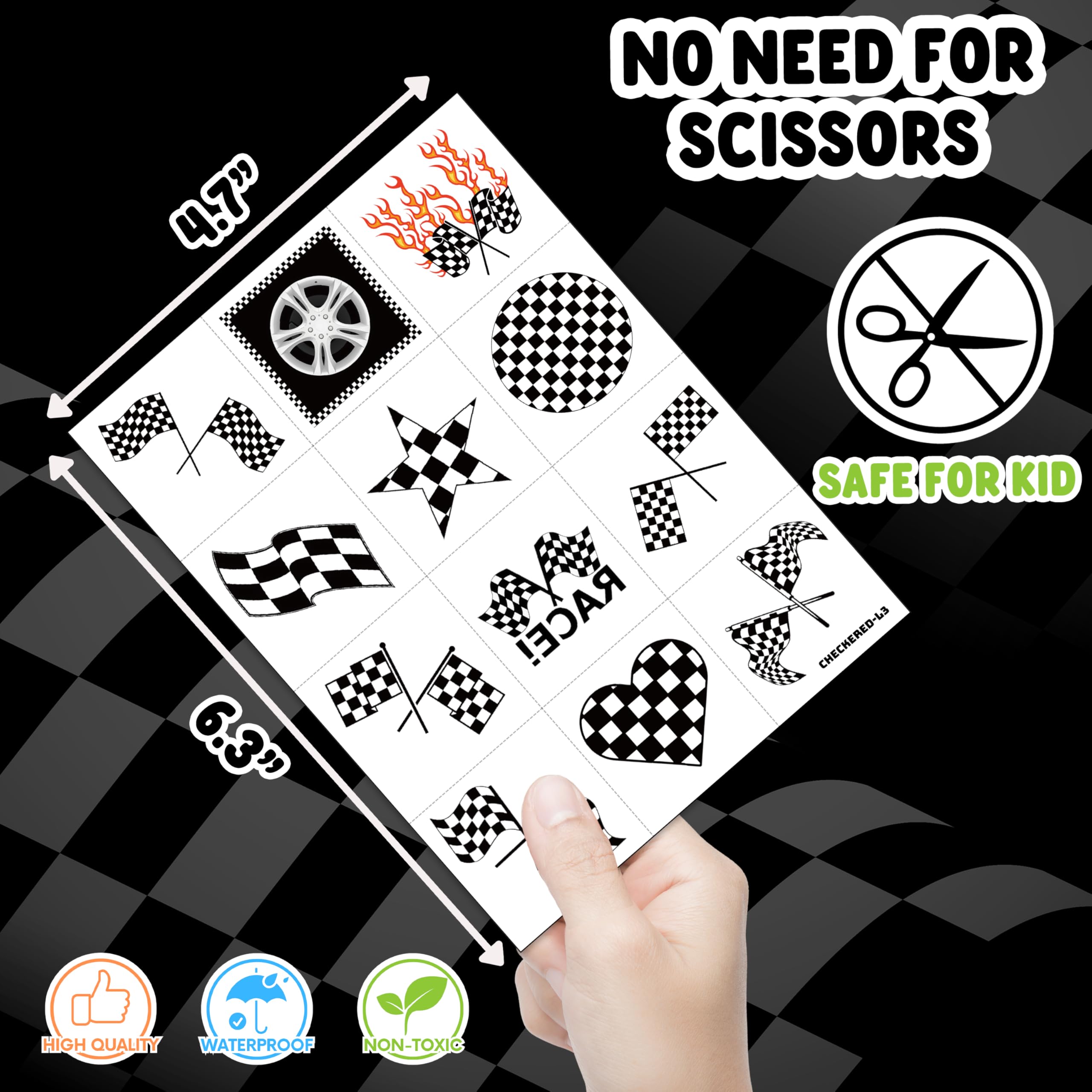 Empaque de MeoIsDaBest con tatuajes decorativos para fiestas y premios escolares.
