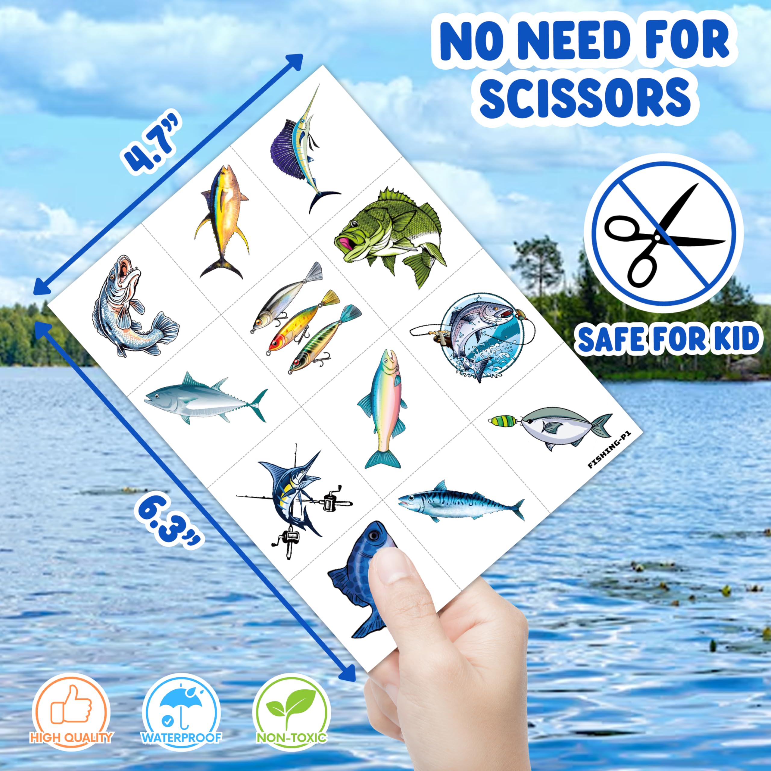 MeoIsDaBest fishing tattoos sheet 4 colorful designs spark party excitement