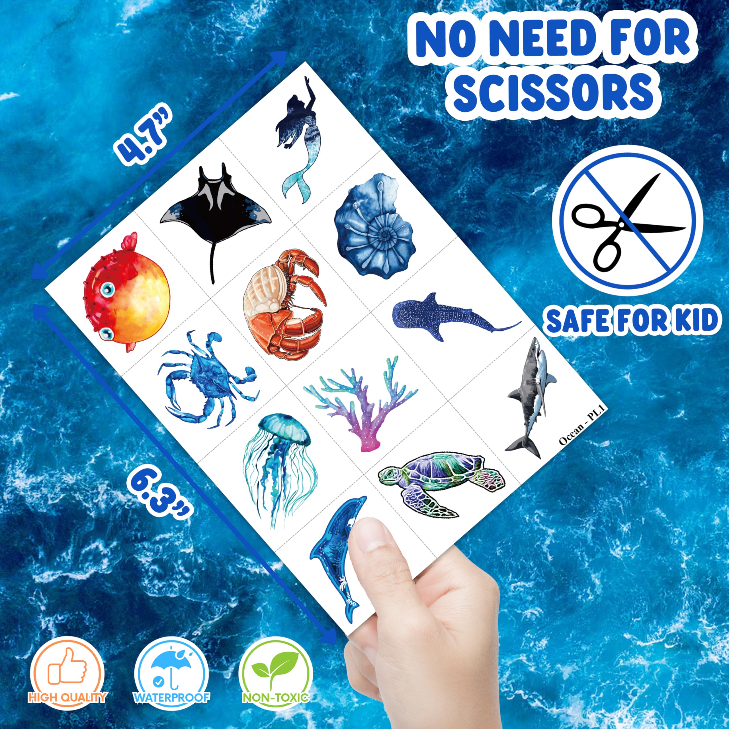 MeoIsDaBest sea turtle tattoo sheet adds bright color to DIY decorations.