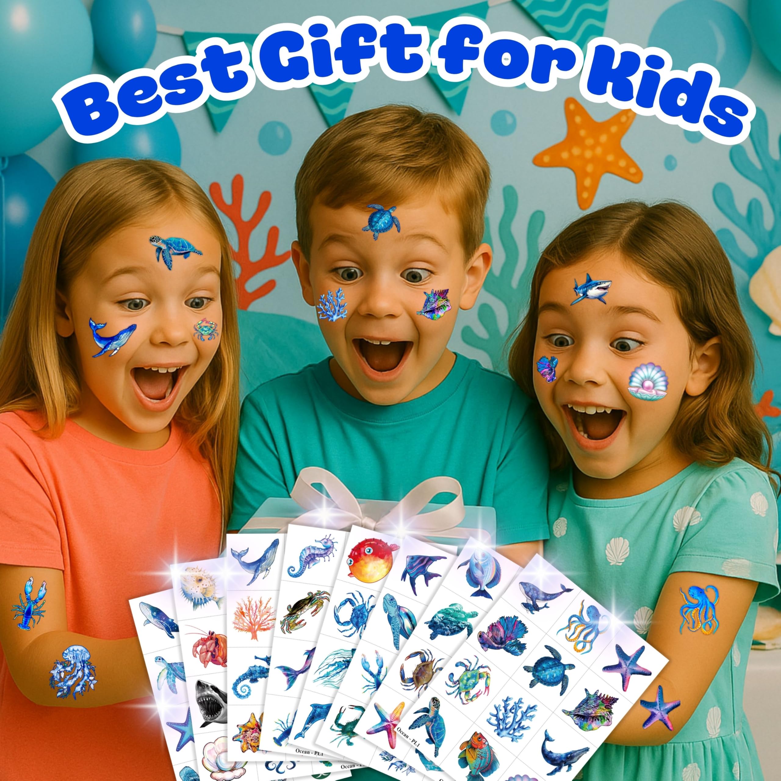MeoIsDaBest under-the-sea tattoos sheet for easy, mess-free kid entertainment.