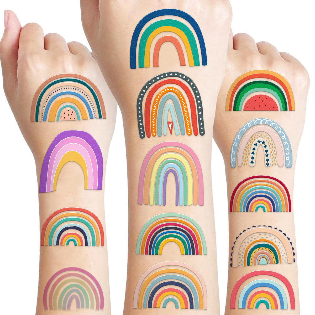 MeoIsDaBest pastel rainbow tattoo sheet for skin and decor