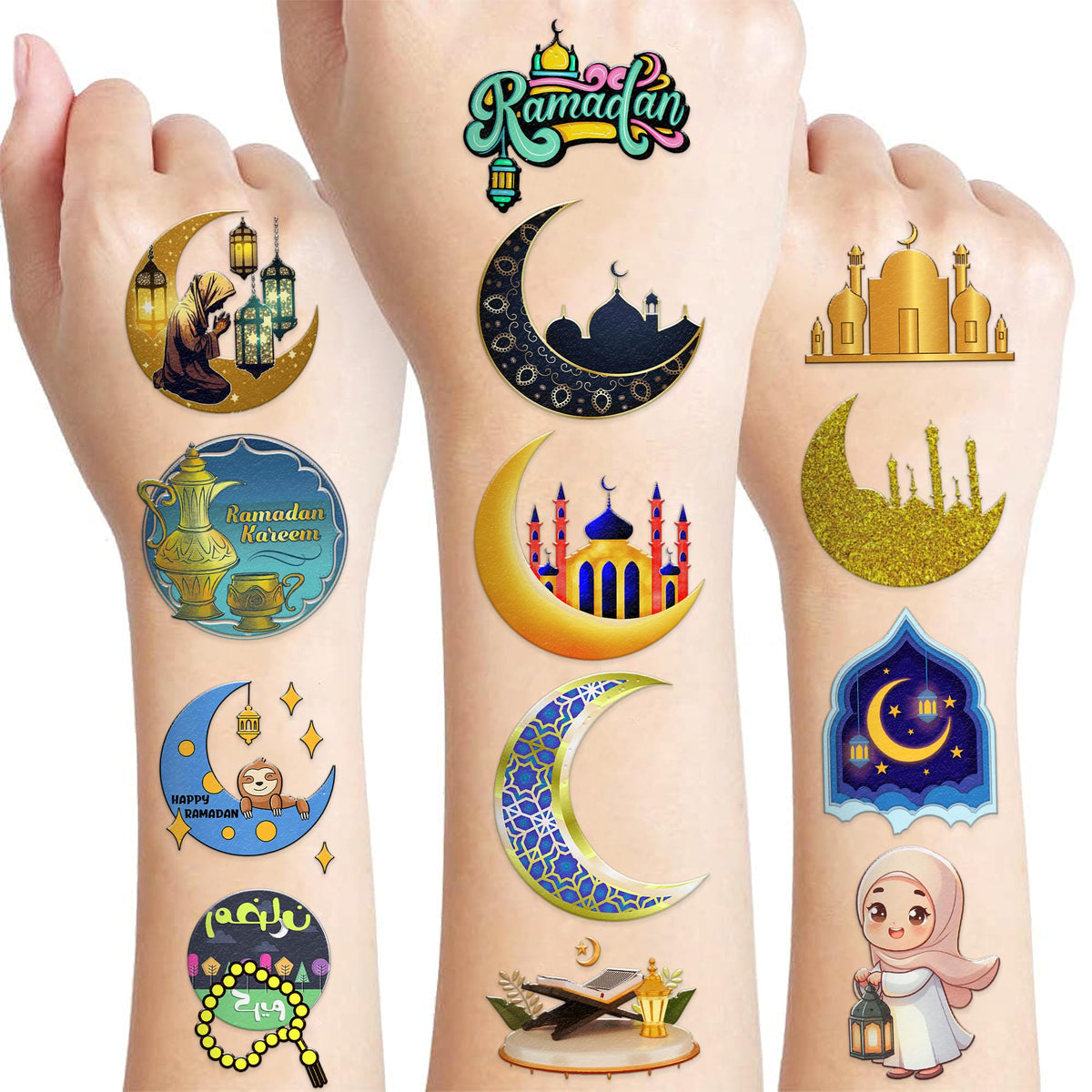 MeoIsDaBest Ramadan tattoo sheet for skin decoration and Eid celebrations.