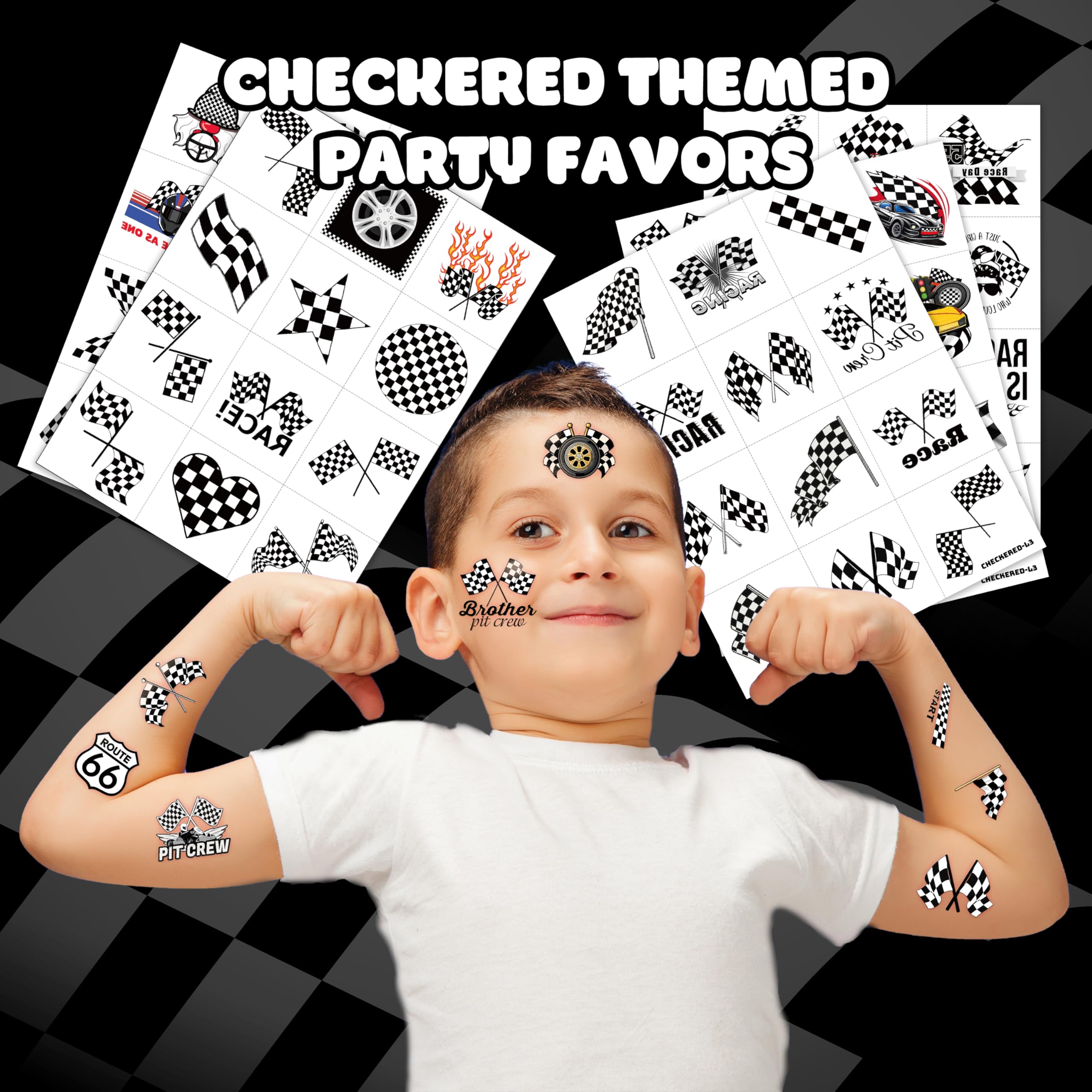 MeoIsDaBest tatuajes de cuadros de carrera en dos caras, perfectos para decoración de fiestas.