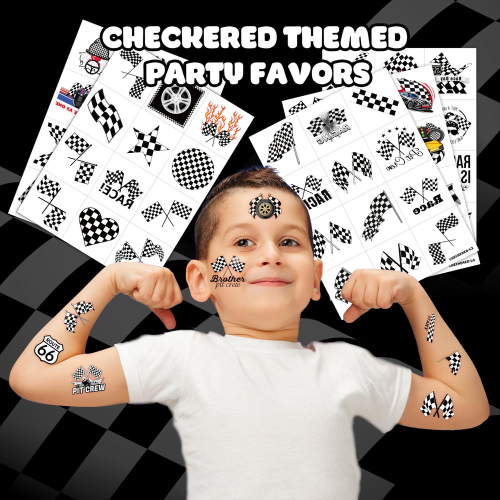 MeoIsDaBest tatuajes de cuadros de carrera en dos caras, perfectos para decoración de fiestas.