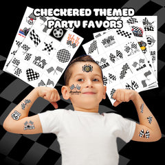 MeoIsDaBest tatuajes de cuadros de carrera en dos caras, perfectos para decoración de fiestas.