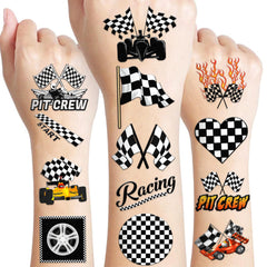 MeoIsDaBest tatuajes temporales con cuadros de carrera, ideales para uso en piel.