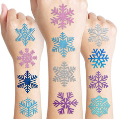 MeoIsDaBest snowflake tattoo sheets with colorful designs for festive decor