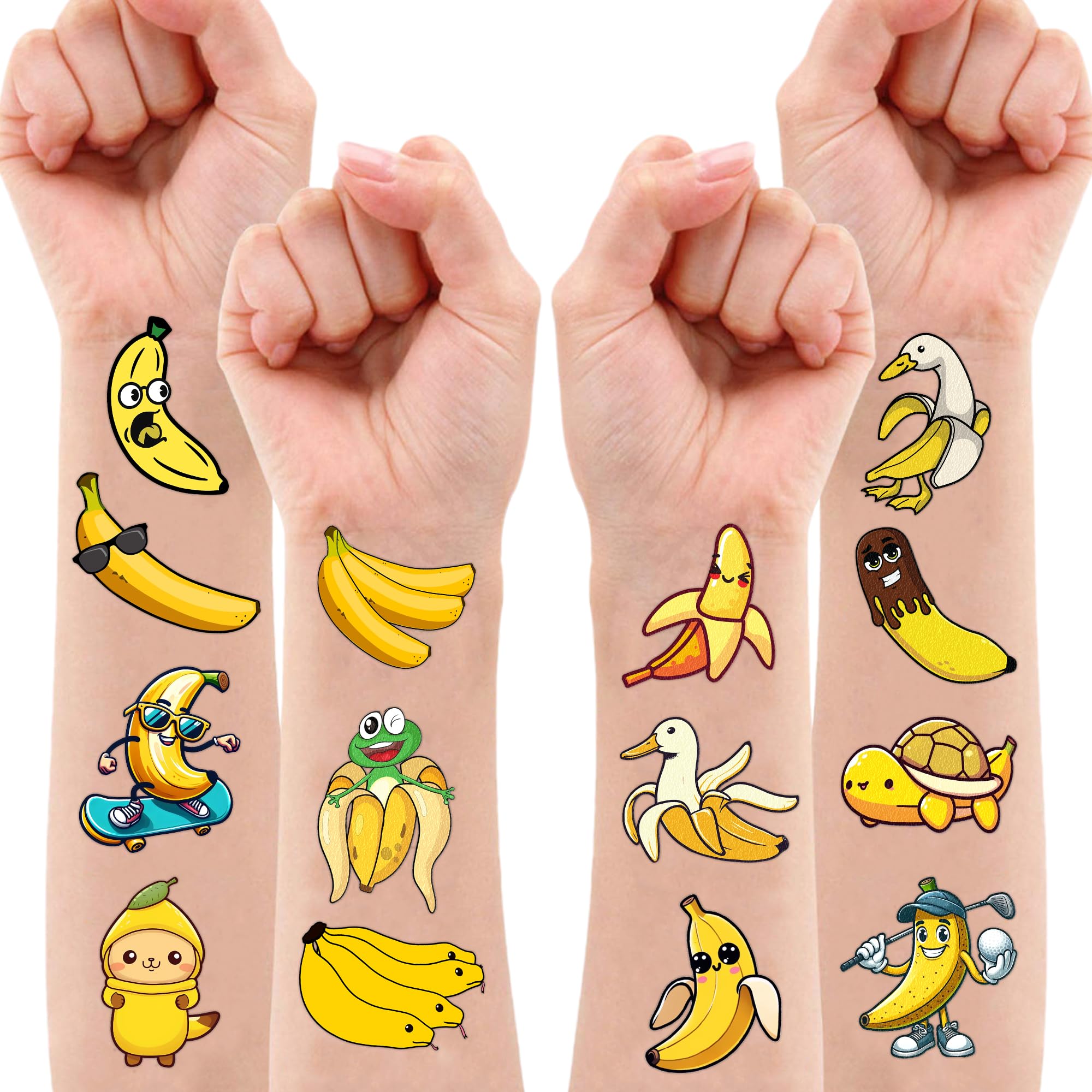 MeoIsDaBest tatuajes de plátano, para regalos y actividades de carnaval.