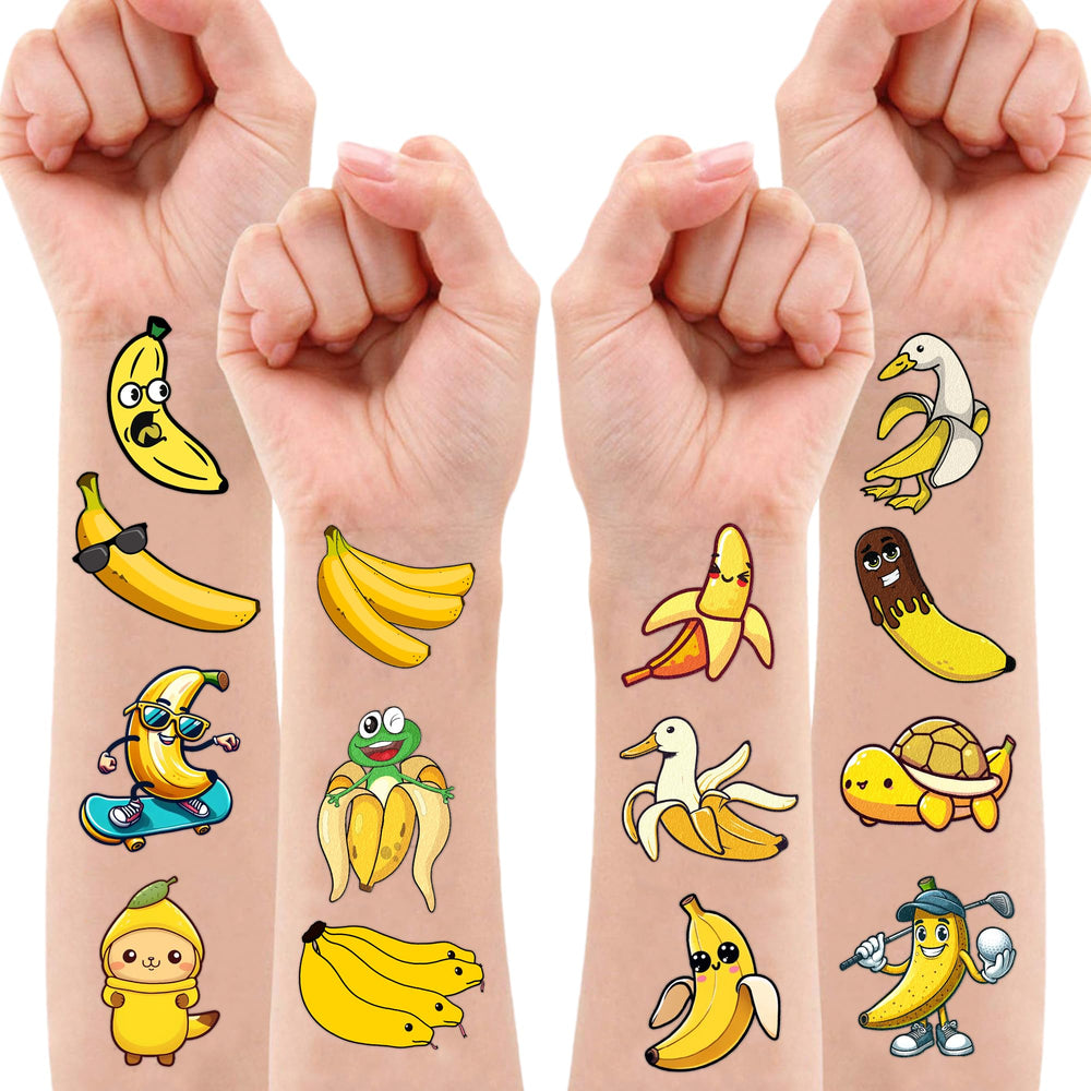 MeoIsDaBest tatuajes de plátano, para regalos y actividades de carnaval.