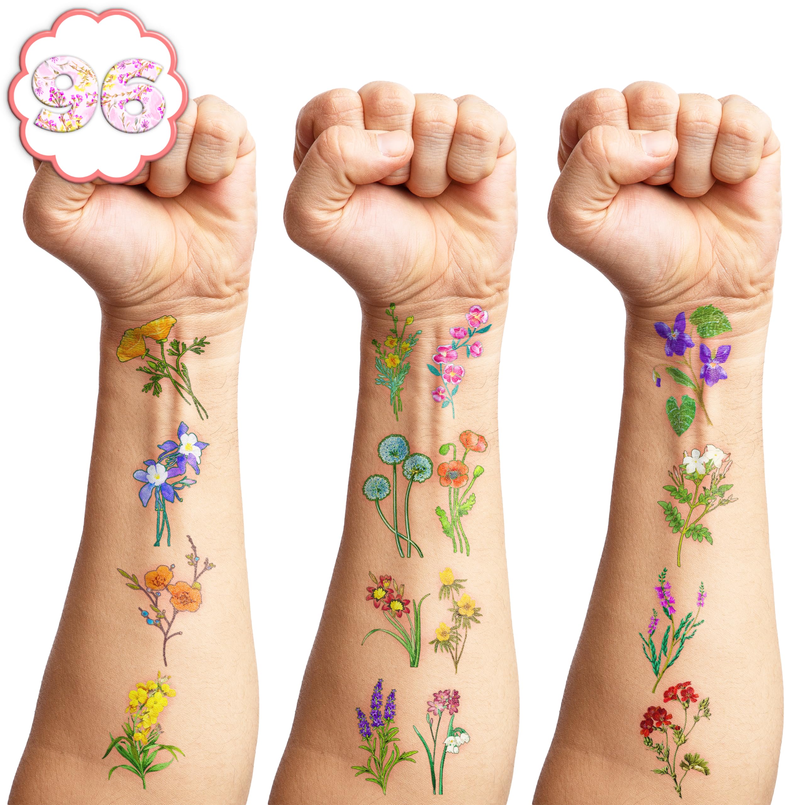MeoIsDaBest wildflower tattoos for easy application and removal on skin or objects