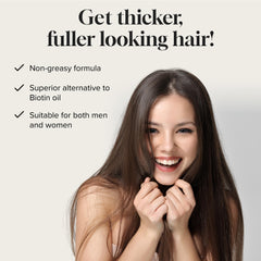 Meraz Pureauty Naturals Biotin Serum aplicación diaria facilita cuidado capilar.