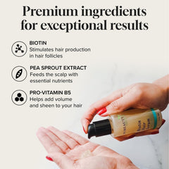 Meraz Pureauty Naturals Biotin Serum textura no grasa suave y absorción rápida.