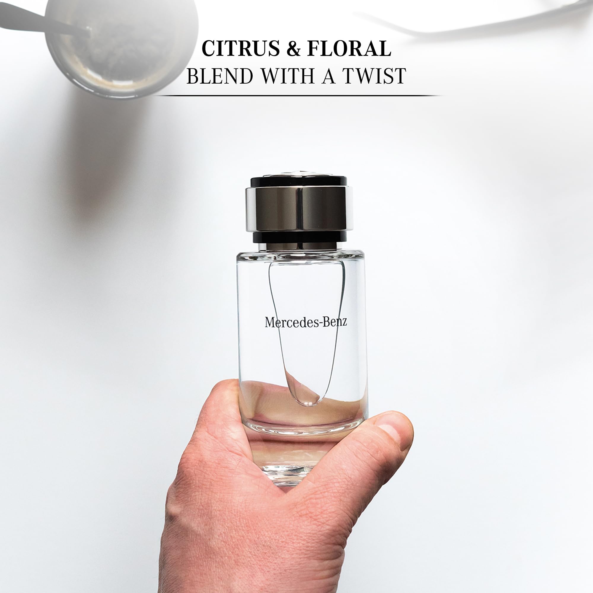 Mercedes-Benz For Men packaging box conveys luxury presentation for gifting or personal collection.
