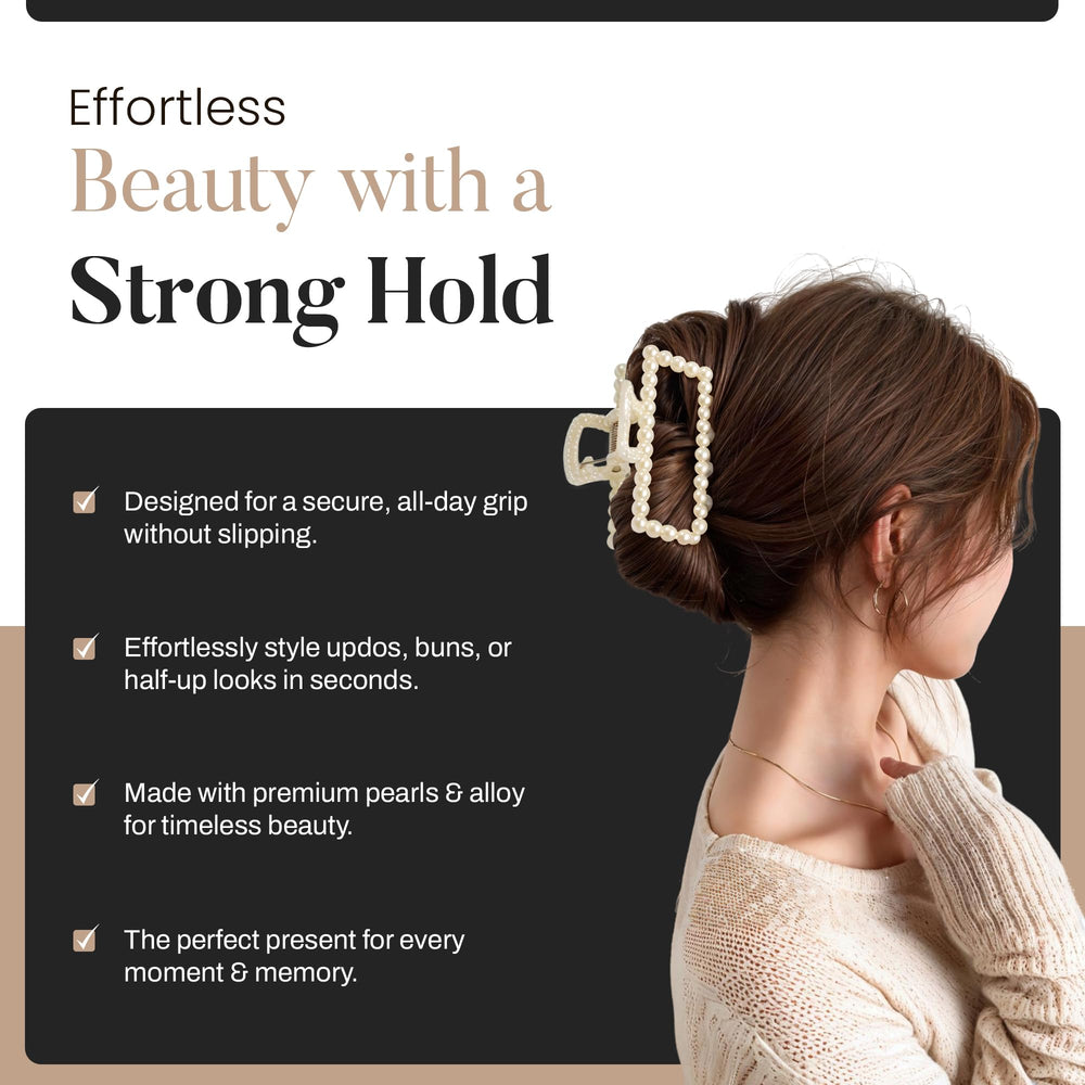 Merdia flat claw clip with pearl finish for elegant look