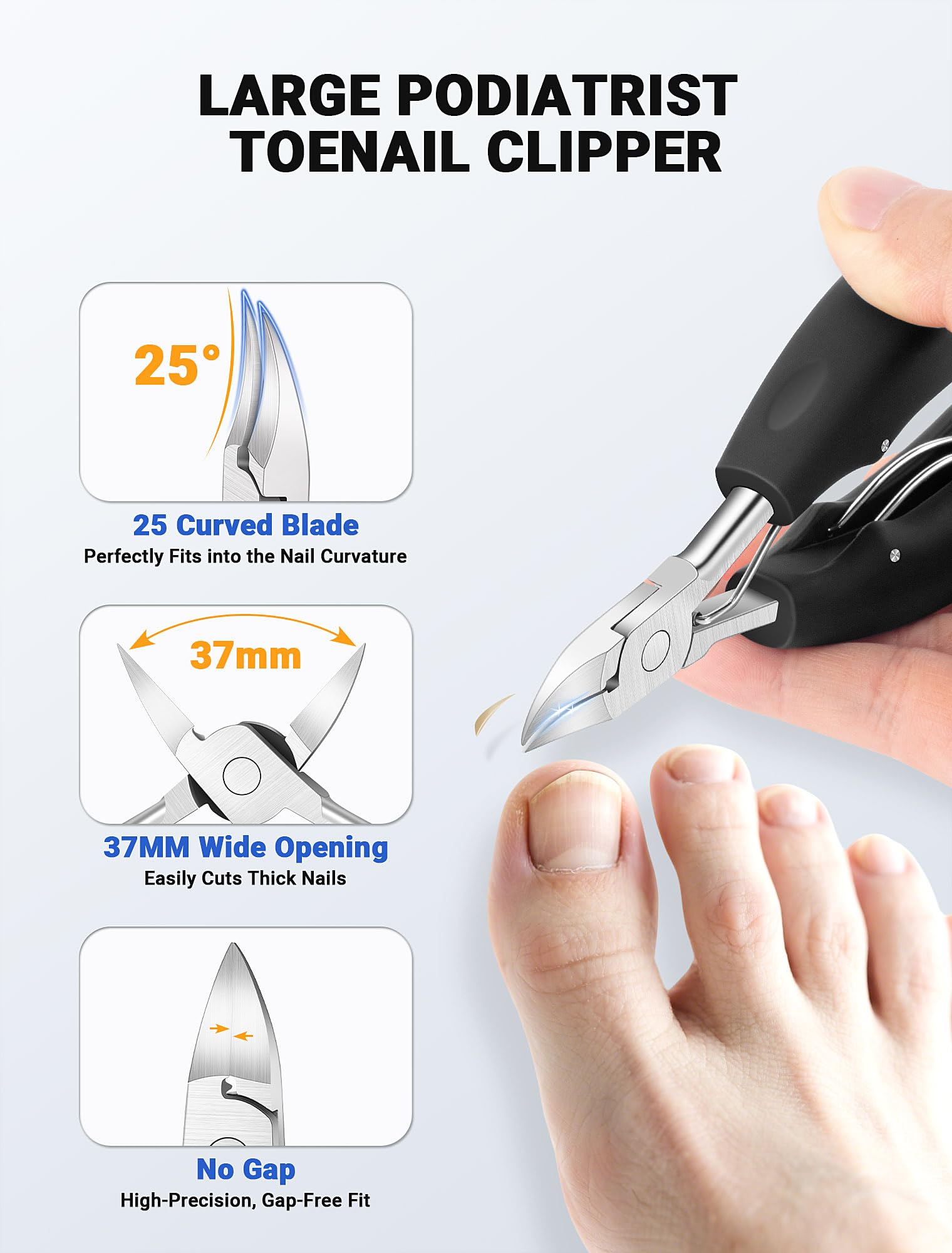 MERDTTES wide-jaw toenail clipper with 37mm opening for thick nails.