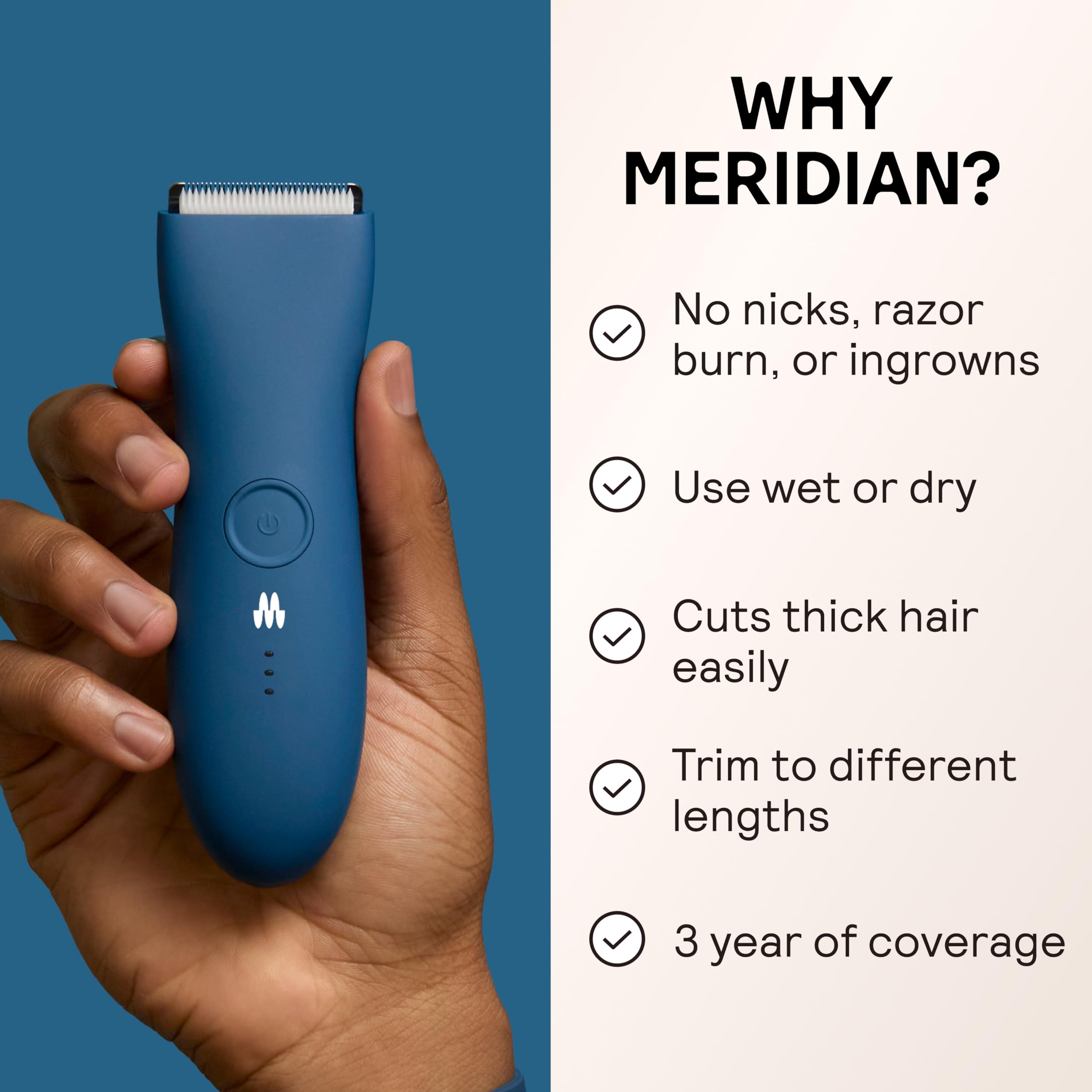 Meridian The Trimmer Original shows the ceramic blade for precise trimming