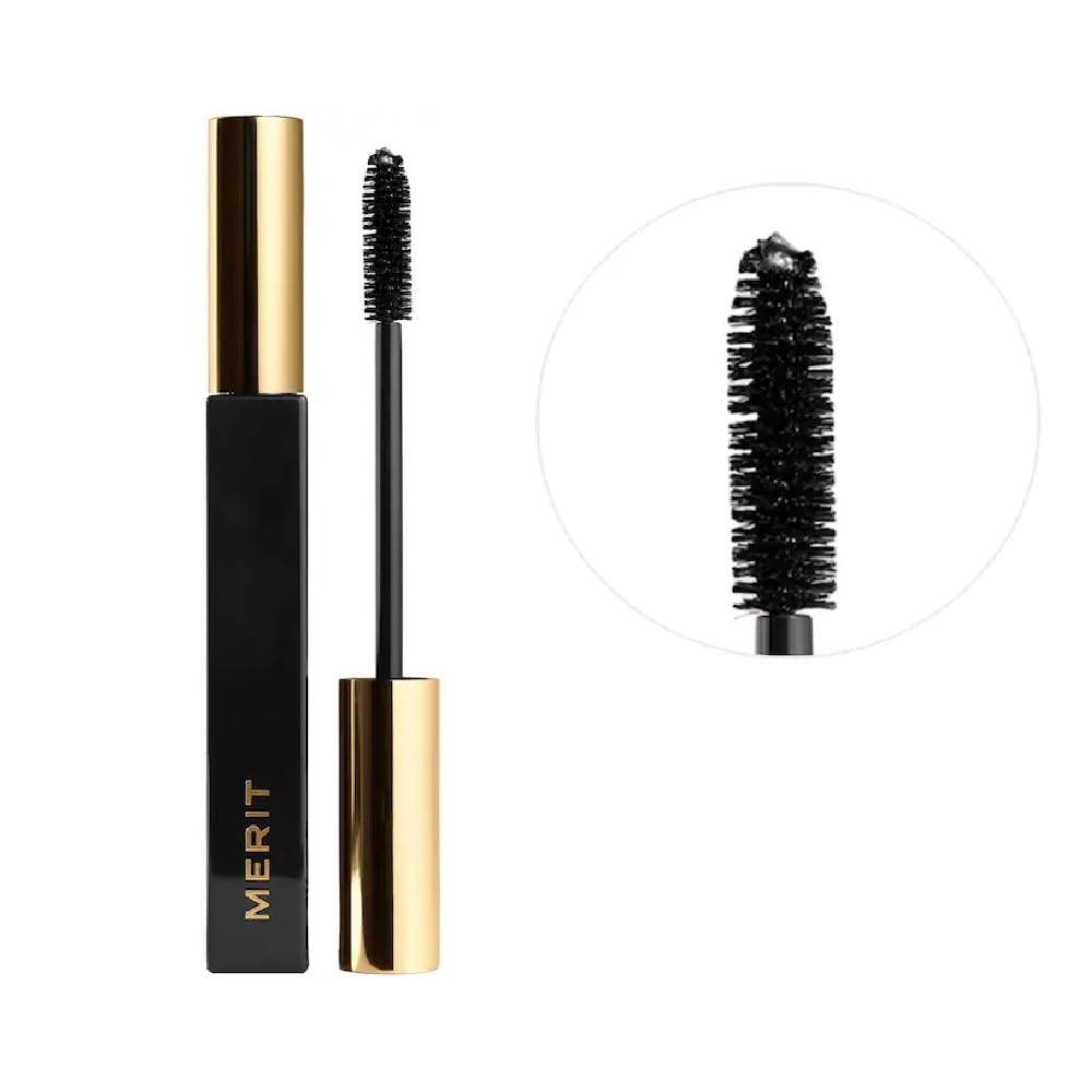 M.E.R.I.T Clean Lash Lengthening Tubing Mascara brush closeup reveals precise coating
