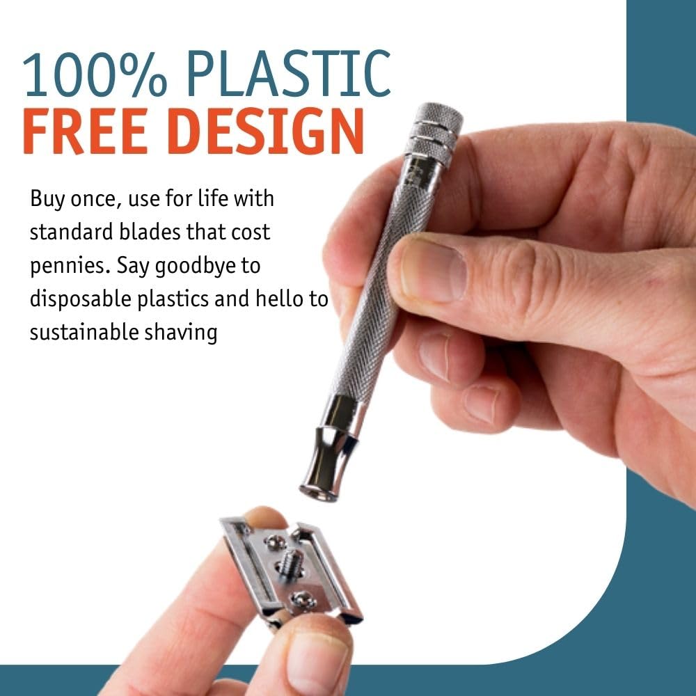 Large-hand friendly grip supports precise control during shaving