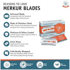 MERKUR SUPER packaging showing individually wrapped blades for safety