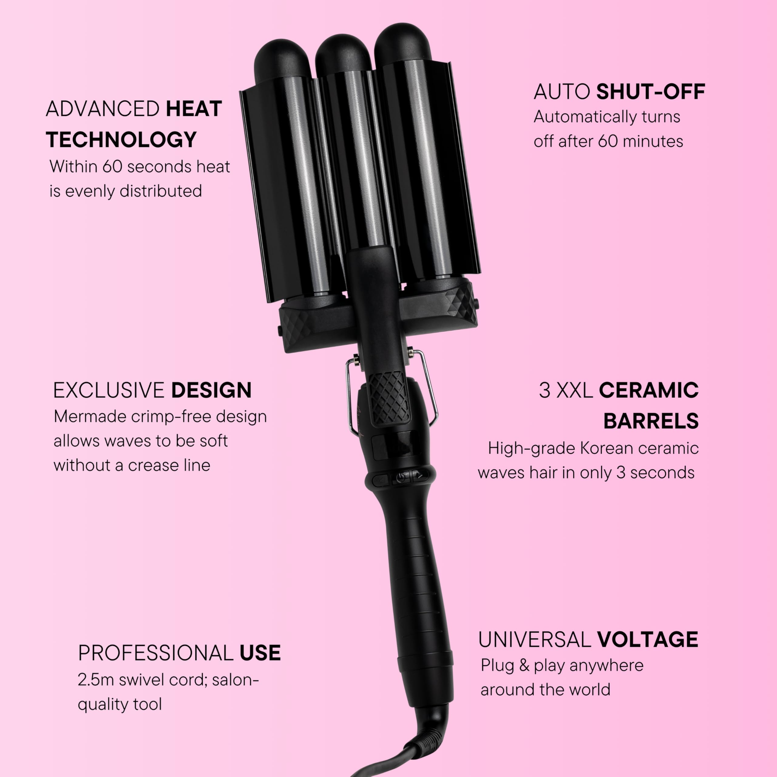 Mermade PRO Hair Waver in action delivering quick defined waves.
