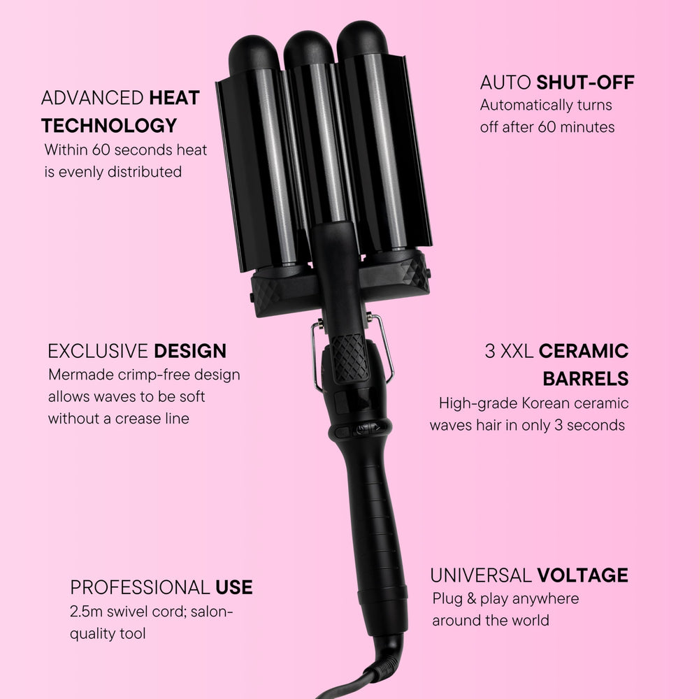 Mermade PRO Hair Waver in action delivering quick defined waves.