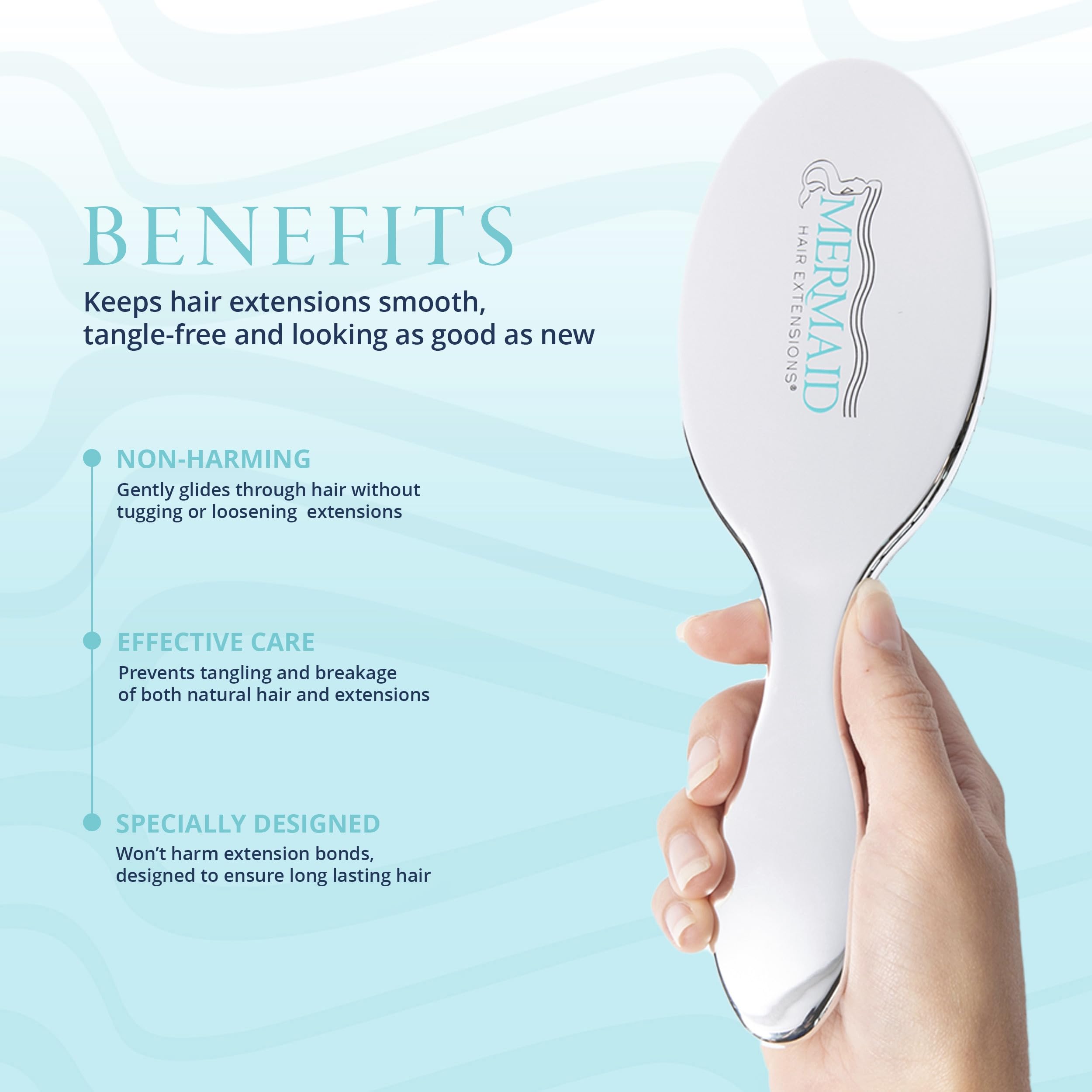 Mermaid Extension Care detangling action on extensions with minimal breakage