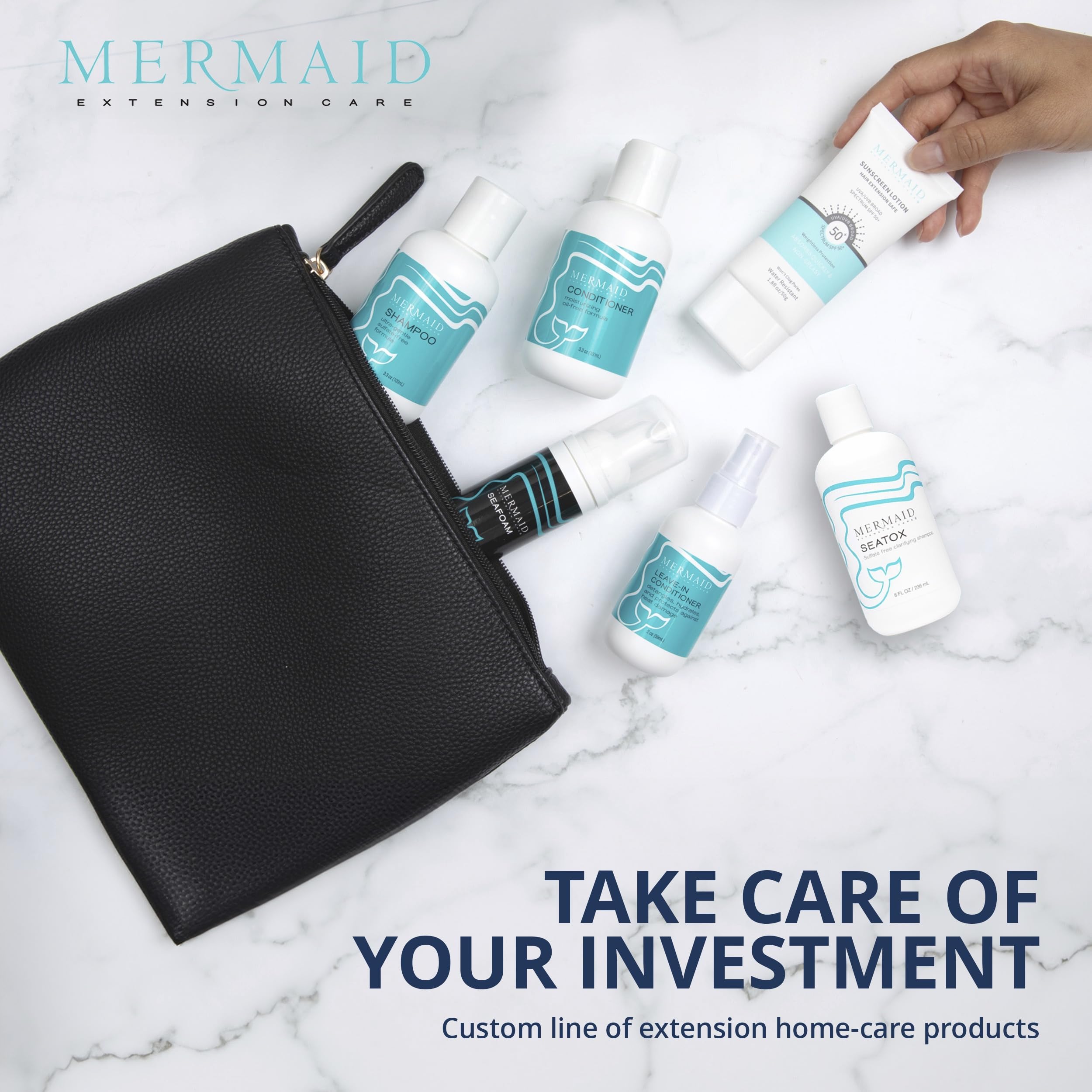 Mermaid Extension Care ergonomic handle for comfortable daily grooming