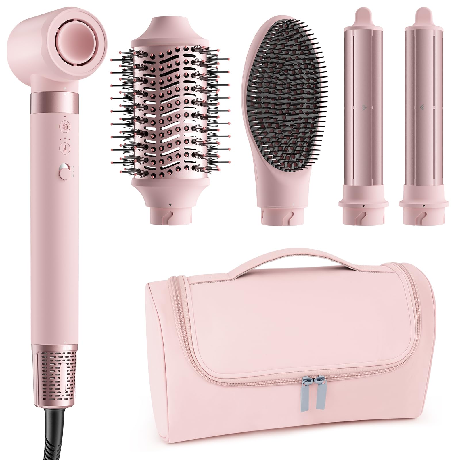 MESCOMB 5-in-1 air hair styler packaging shows all attachments for quick setup.