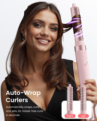 MESCOMB auto-wrap curlers in action deliver symmetrical curls without clips.
