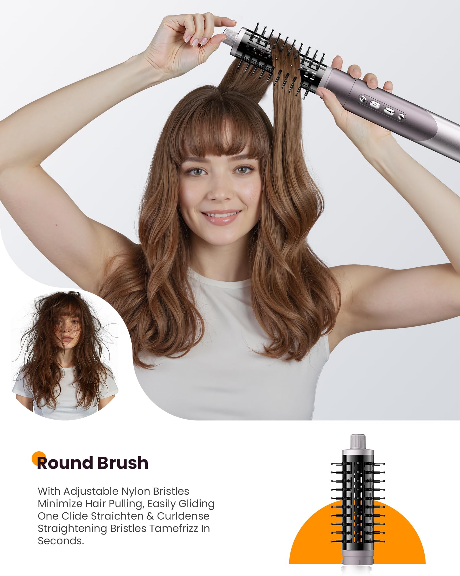 MESCOMB dual-voltage round brush for smooth straightening