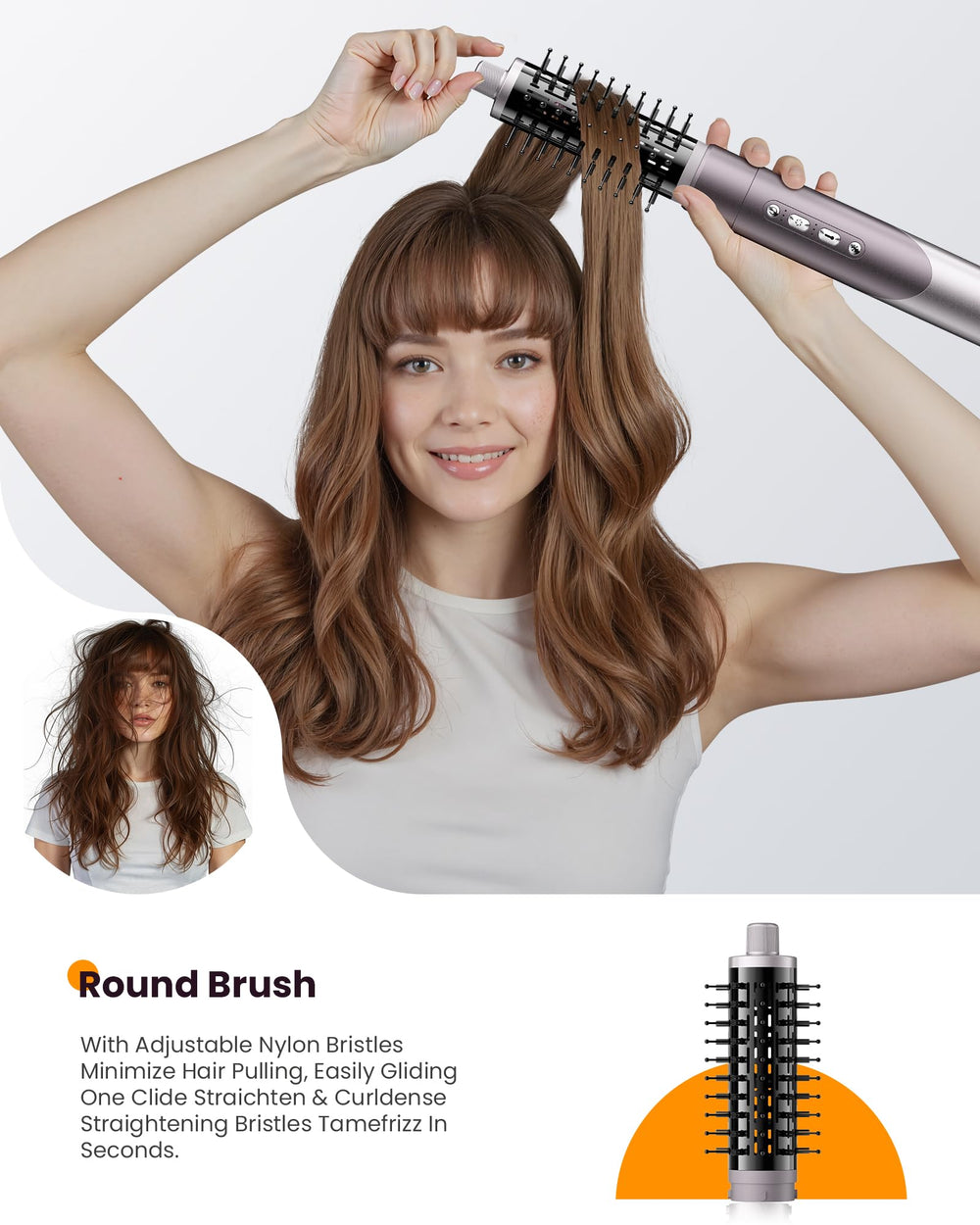MESCOMB dual-voltage round brush for smooth straightening