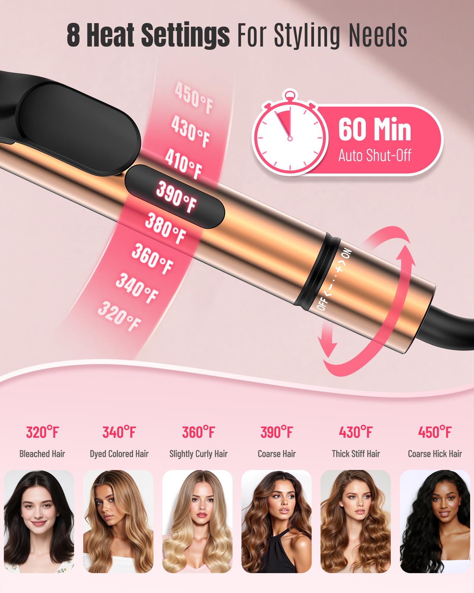 MESCOMB curling iron heats in 30 seconds for fast morning styling