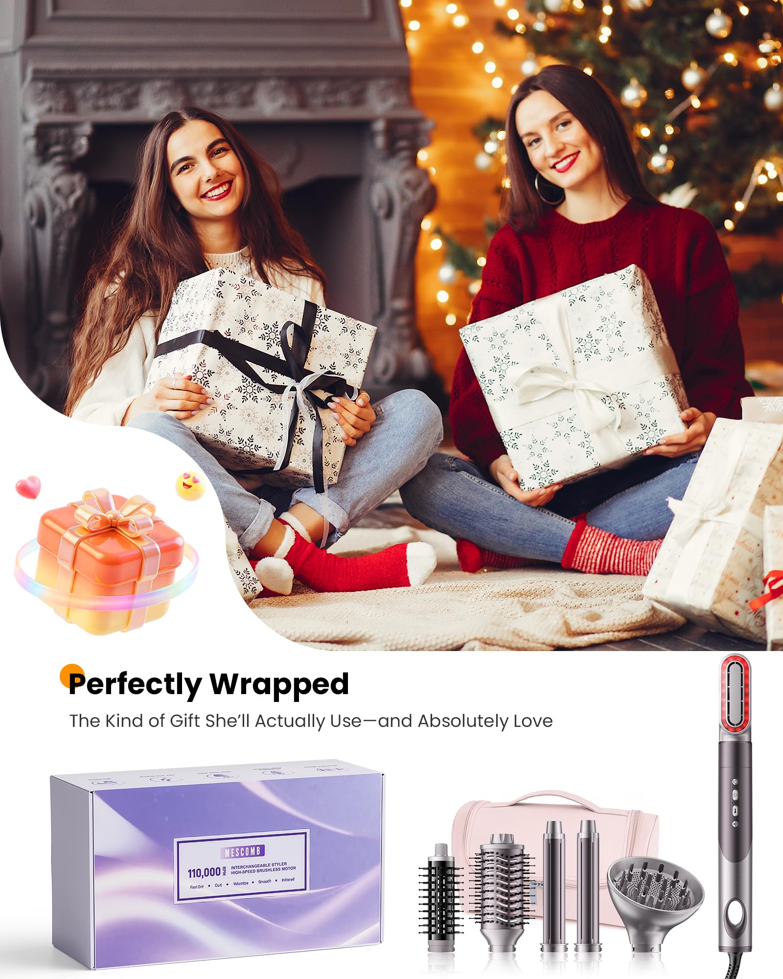 MESCOMB infrared ions help reduce frizz and boost shine during styling