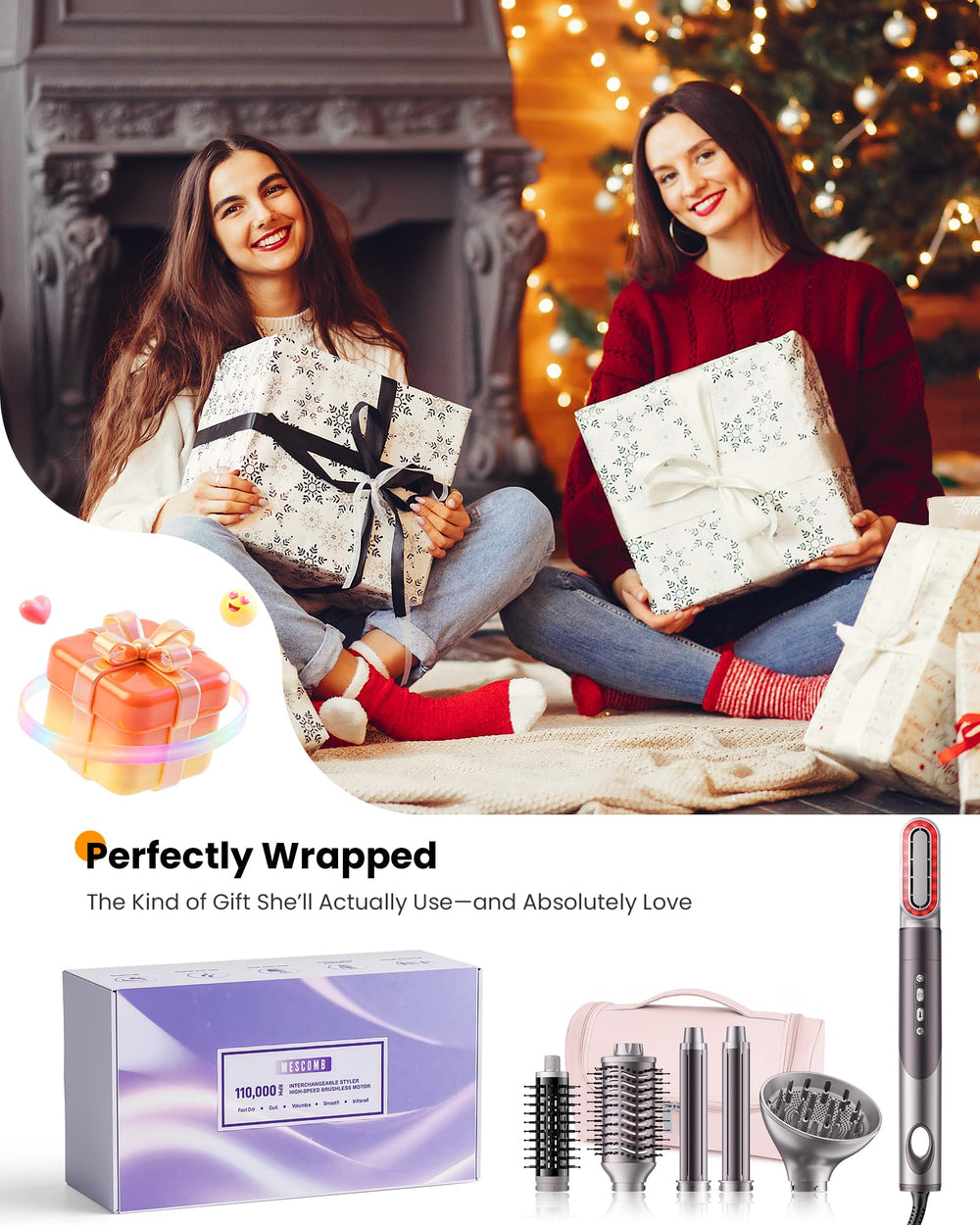 MESCOMB infrared ions help reduce frizz and boost shine during styling