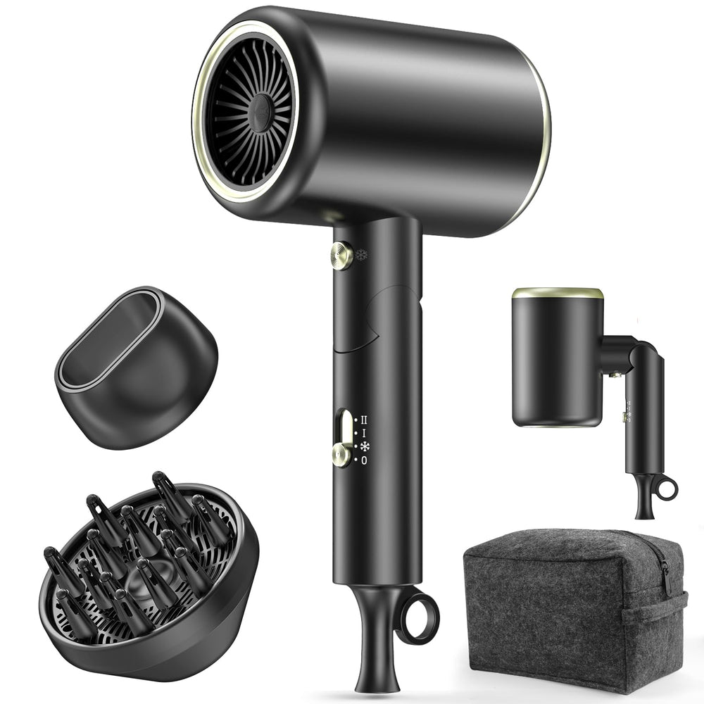 MESHEEN hair dryer foldable-compact-handle for travel convenience and easy storage.