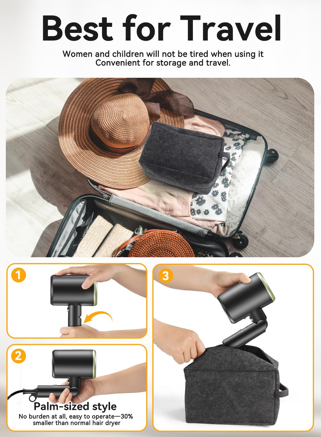 MESHEEN hair dryer travel-case-portable-design suits home and trips.