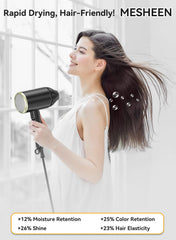 MESHEEN hair dryer ultra-quiet-65db for discreet morning routines.
