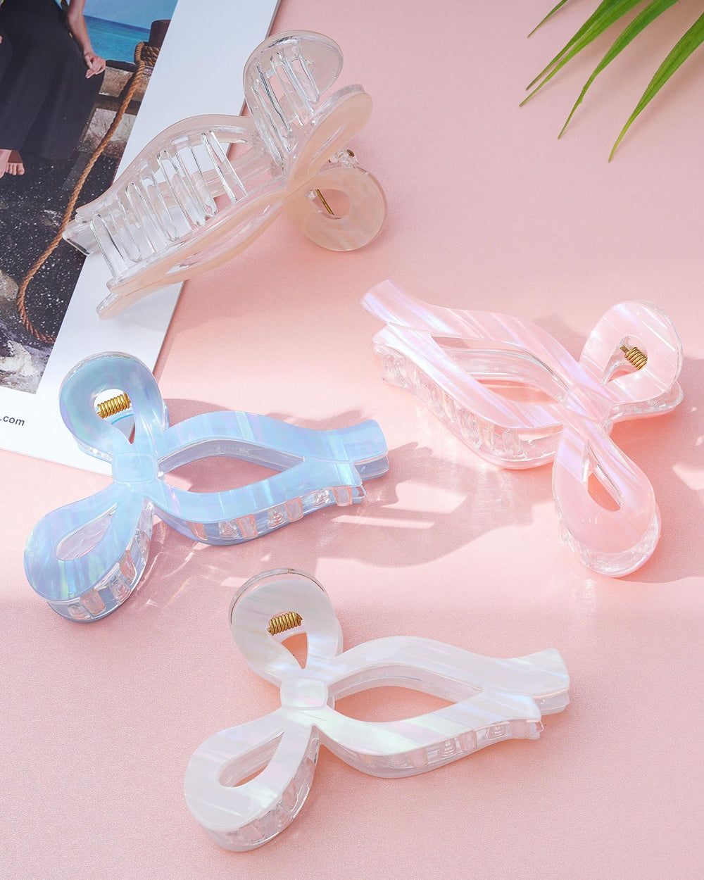 Mesovor clip estético con lazo rayas sirena para uso diario y eventos.