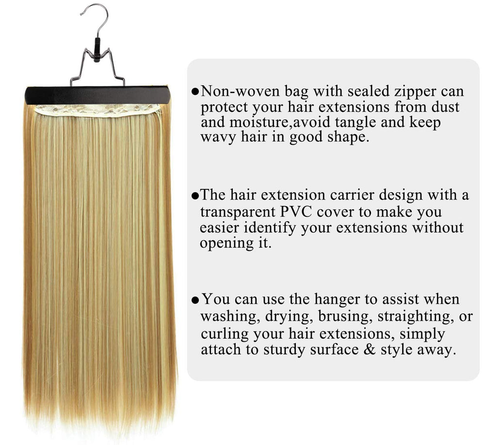 Messen storage bag with hanger inside for organized extensions.