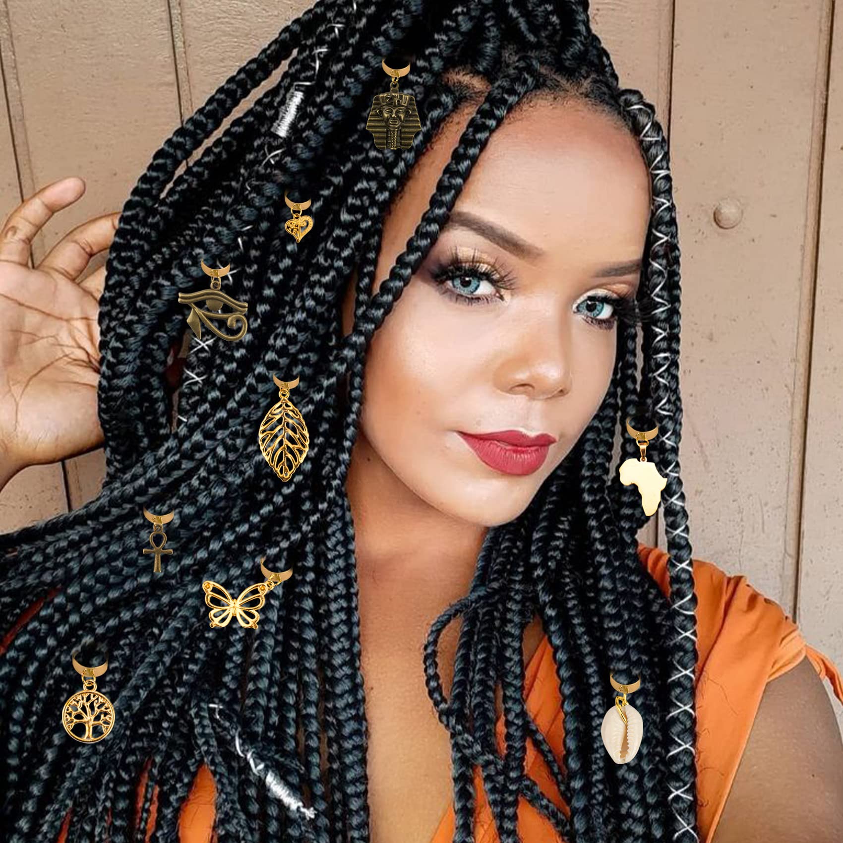 Messen locs hair cuff tree bronze-gold motif complements natural hairstyles