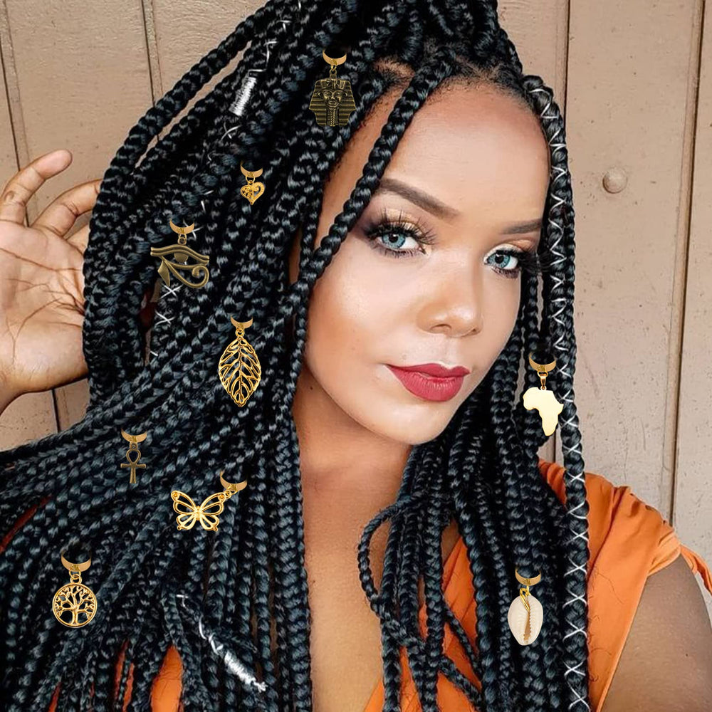 Messen locs hair cuff tree bronze-gold motif complements natural hairstyles