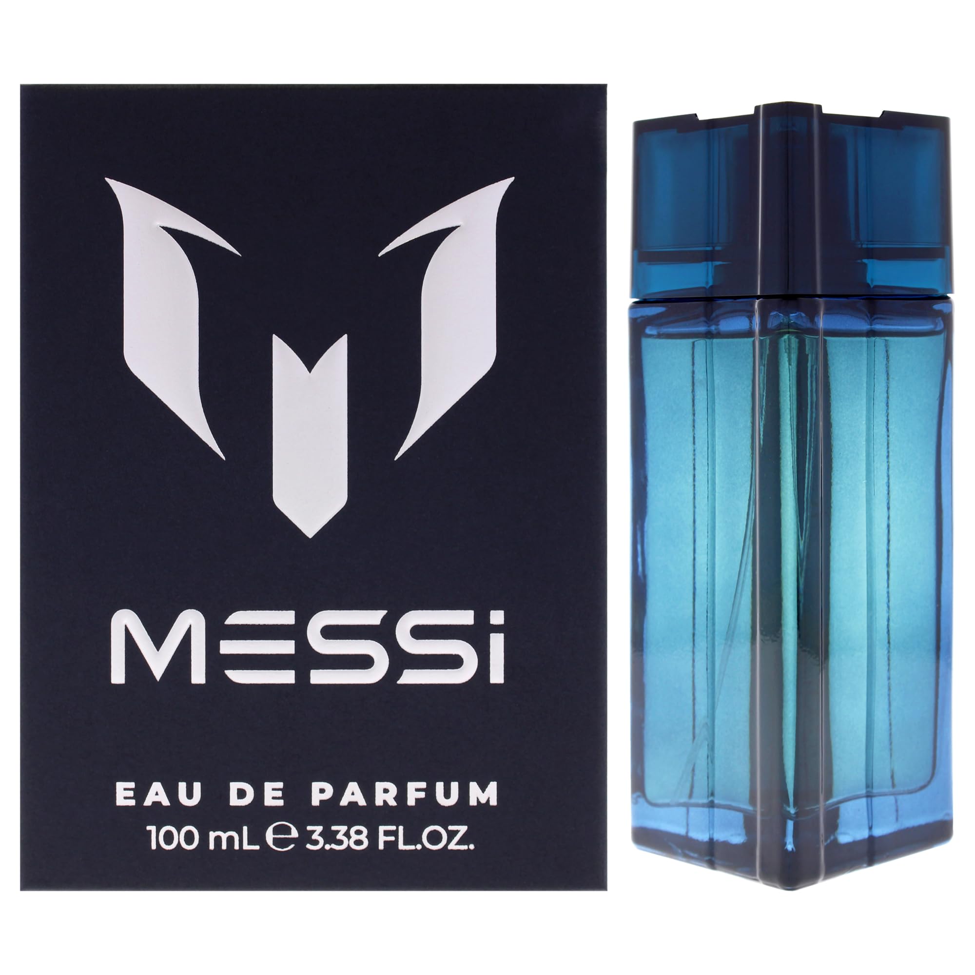 Messi 3.4 Edp M bottle front view, woody aromatic scent for versatile day-to-night wear.