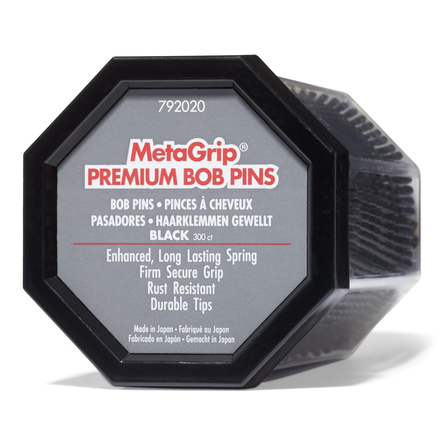 MetaGrip horquillas negras de alta gama para el cabello, agarre firme y duradero.