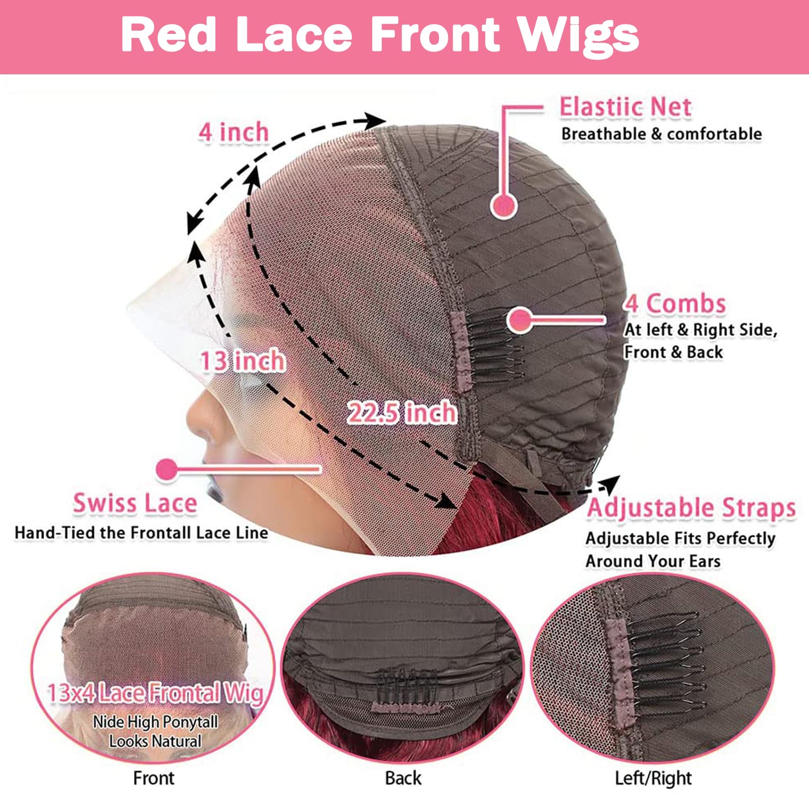 METDIO burgundy body wave wig close-up shows natural texture