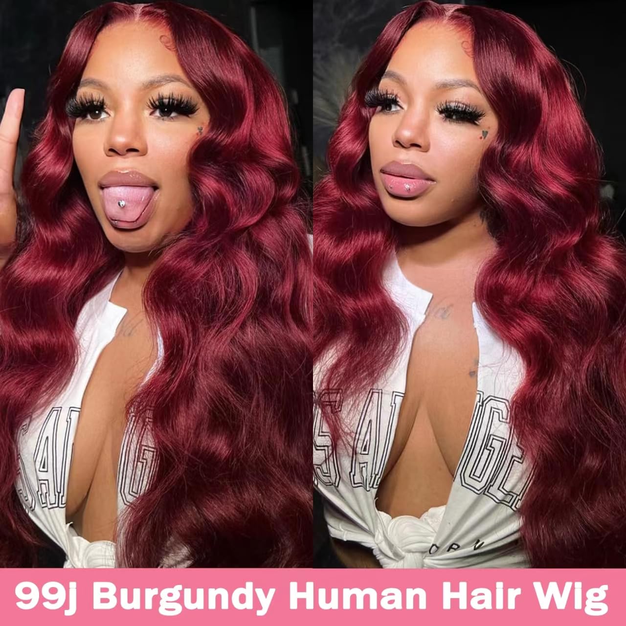 METDIO burgundy wig shows baby hairs for realistic styling